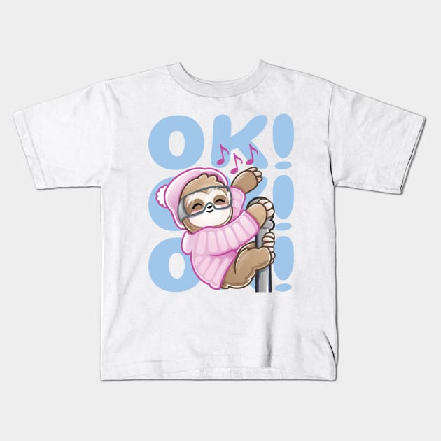 Ski Rave Sloth Kid Baby Dance Ok Kids T-Shirt by PnJ